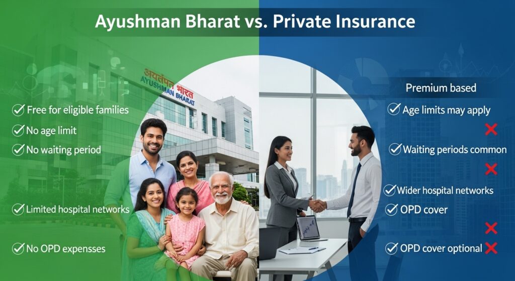 Ayushman Bharat vs Private Insurance